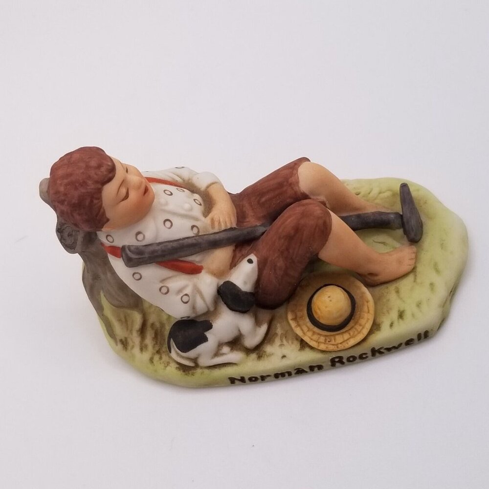 Norman Rockwell Figurine Lazybones Saturday Evening Post 1919 Grossman 1979 - Picture 2 of 8